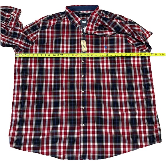 US Polo Assn NWT Men's 5XLT Plaid Long Sleeve Button Up Shirt - Picture 2 of 10